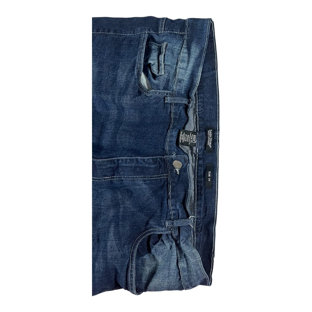 Dash Denim Men's Slim Fit Distressed Ripped Dark Wash Jeans Size 46x32 - Picture 10 of 16